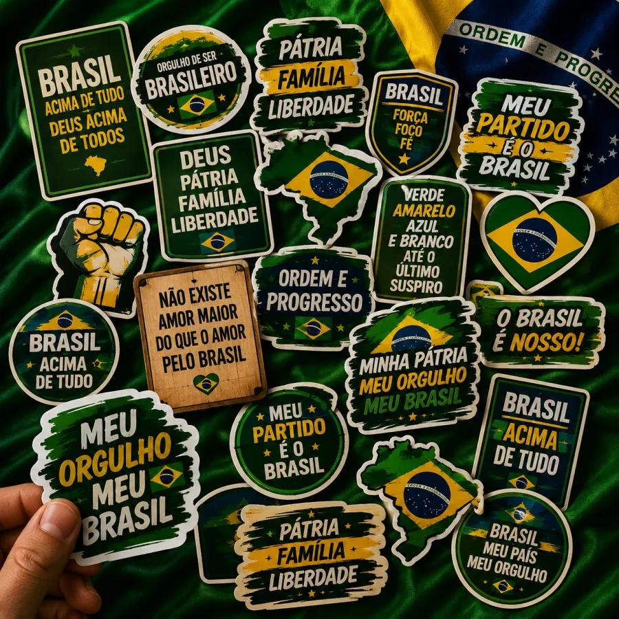 200 adesivos patrióticos